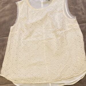 Massimo Cream Lace Overlay Sleeveless Top